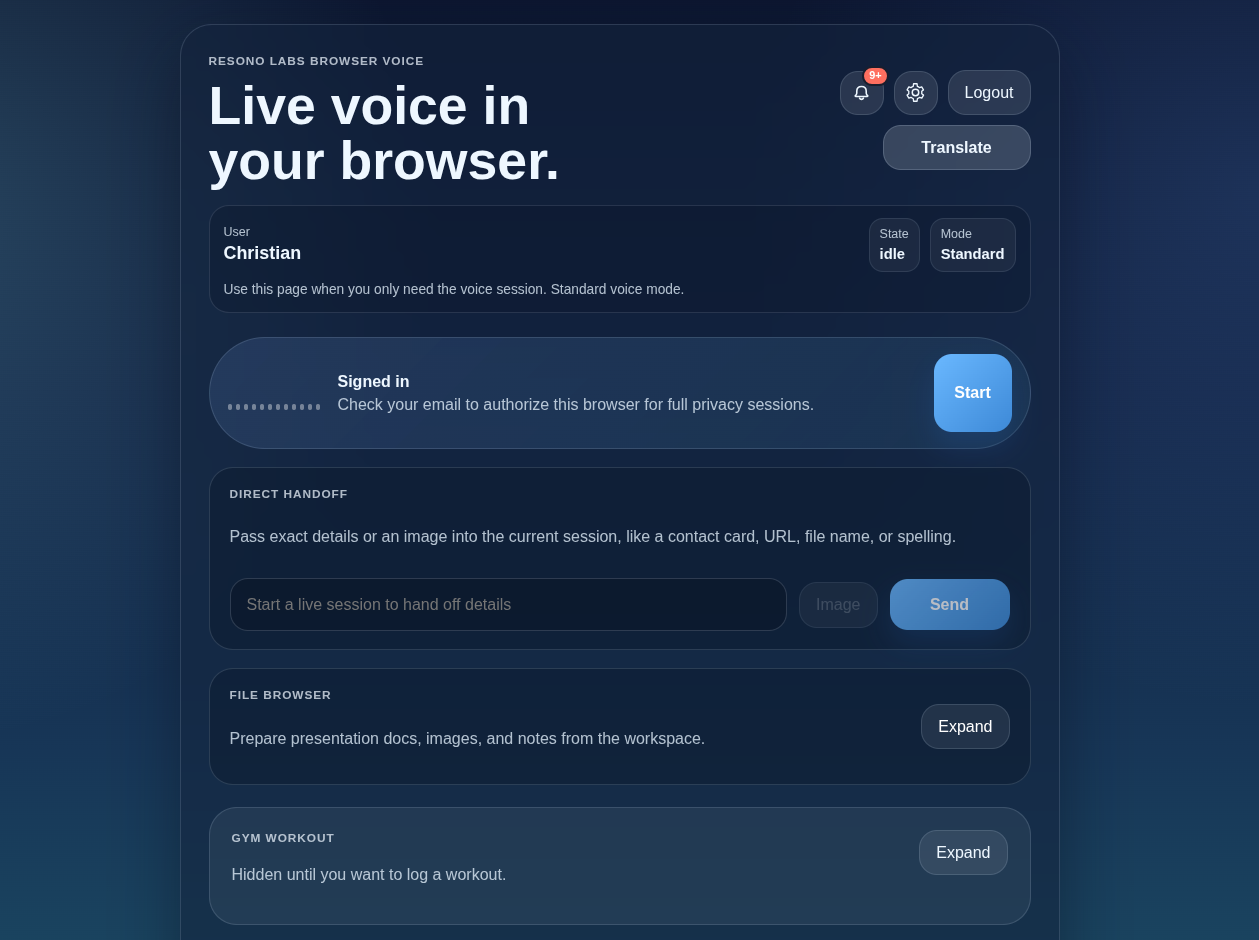 Voice platform browser interface