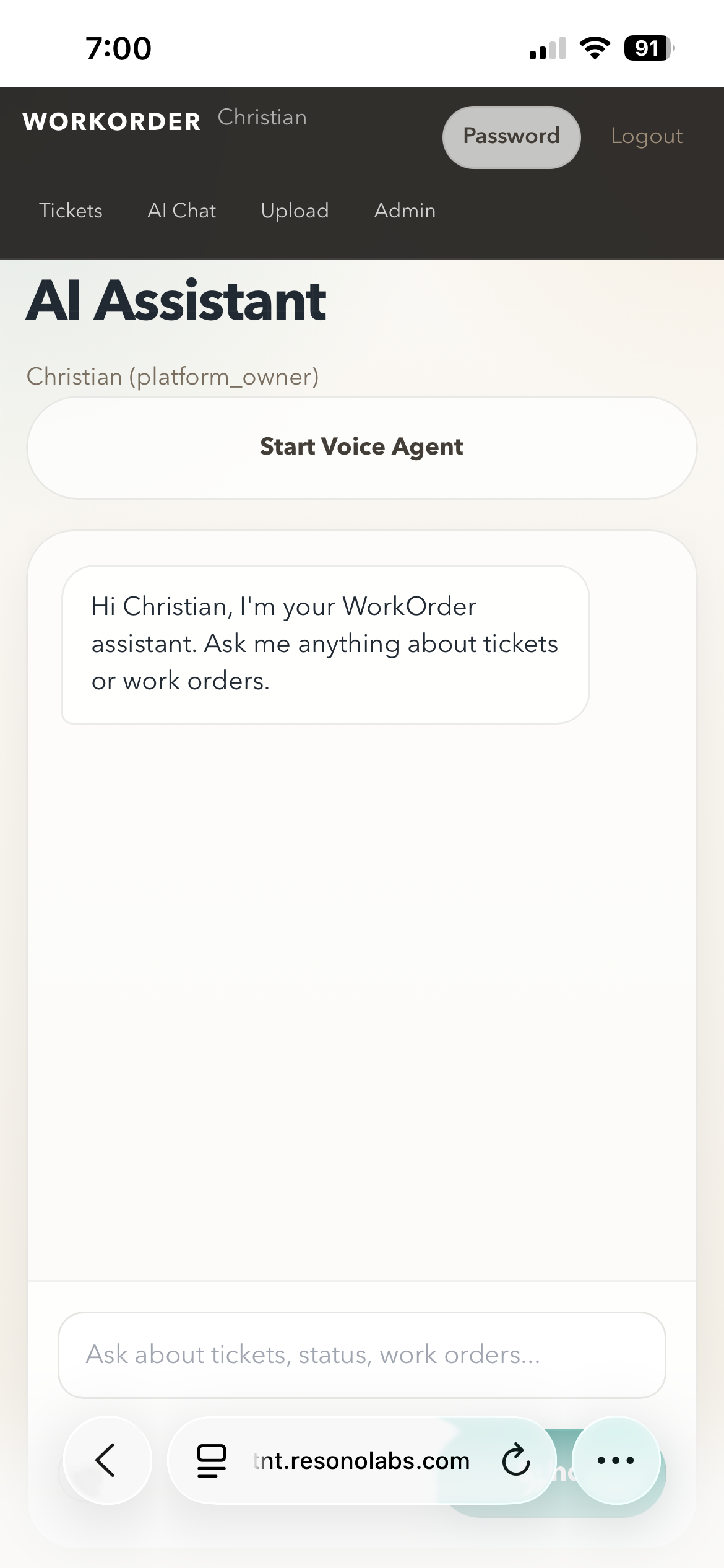 WorkOrder AI assistant